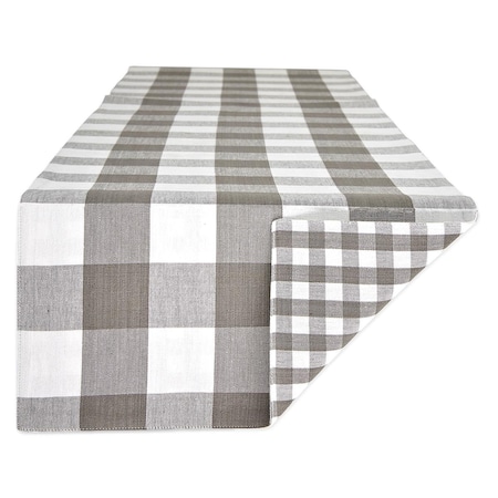 Fastfood 14 x 72 in. Grey & White Reversible Gingham & Buffalo Check Table Runner FA2567689